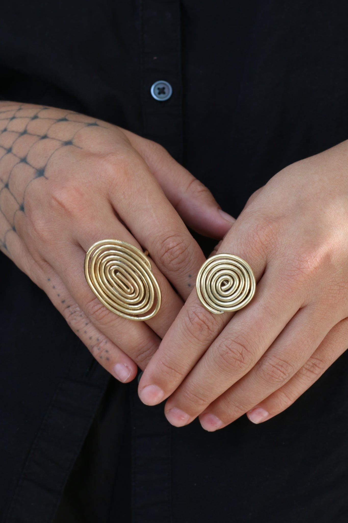 Brass spiral statement ring Line & Label