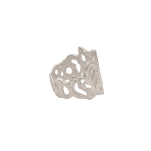 organic free-form silver magma ring made in USA