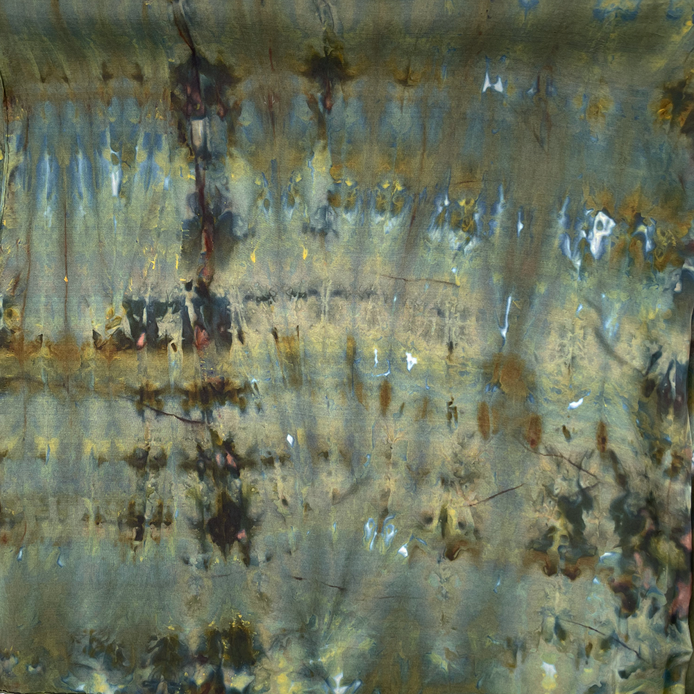 Ice Dyed Silk Scarf - Moss