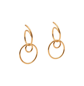 brass dangle orbit earrings