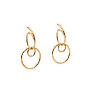 brass dangle orbit earrings