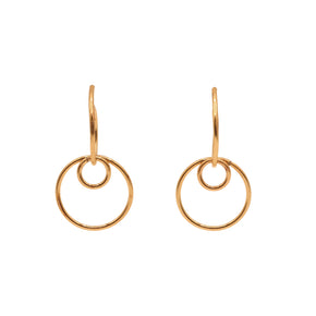 brass dangle orbit earrings