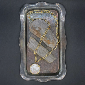 Mother of Pearl and solid brass statement necklace