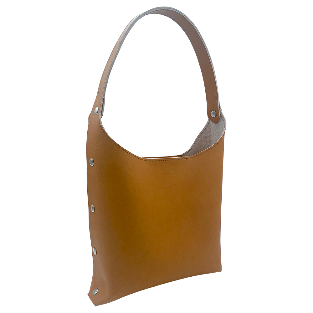 Leather Bucket Bag with Rivets