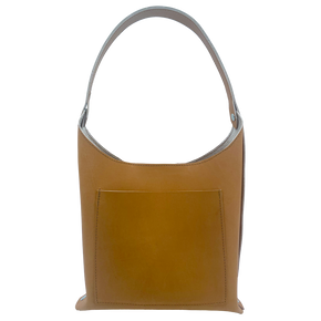 Caramel Leather Bucket Bag with Rivets