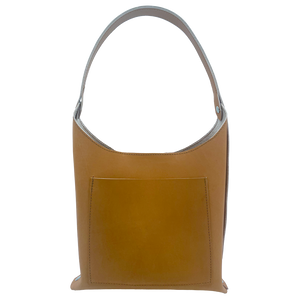 Caramel Leather Bucket Bag with Rivets