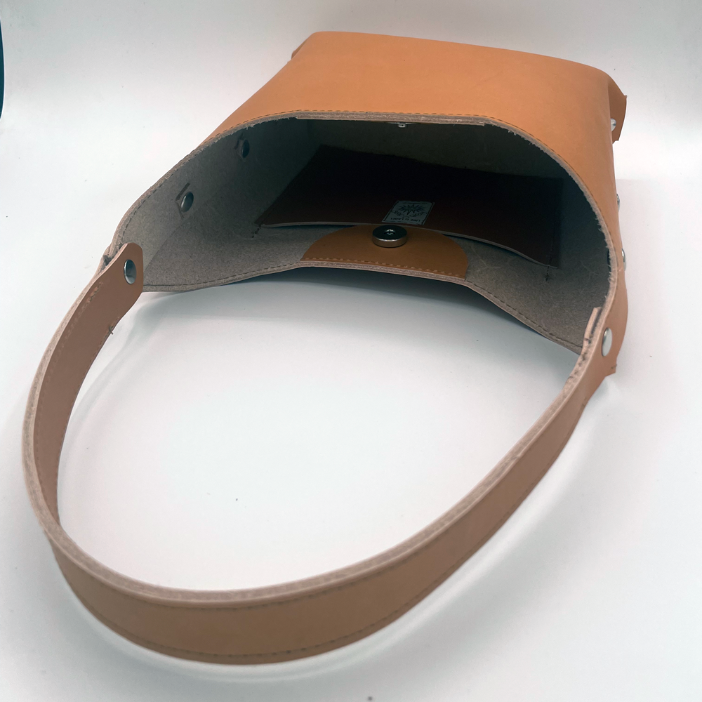 Caramel Leather Bucket Bag with Rivets