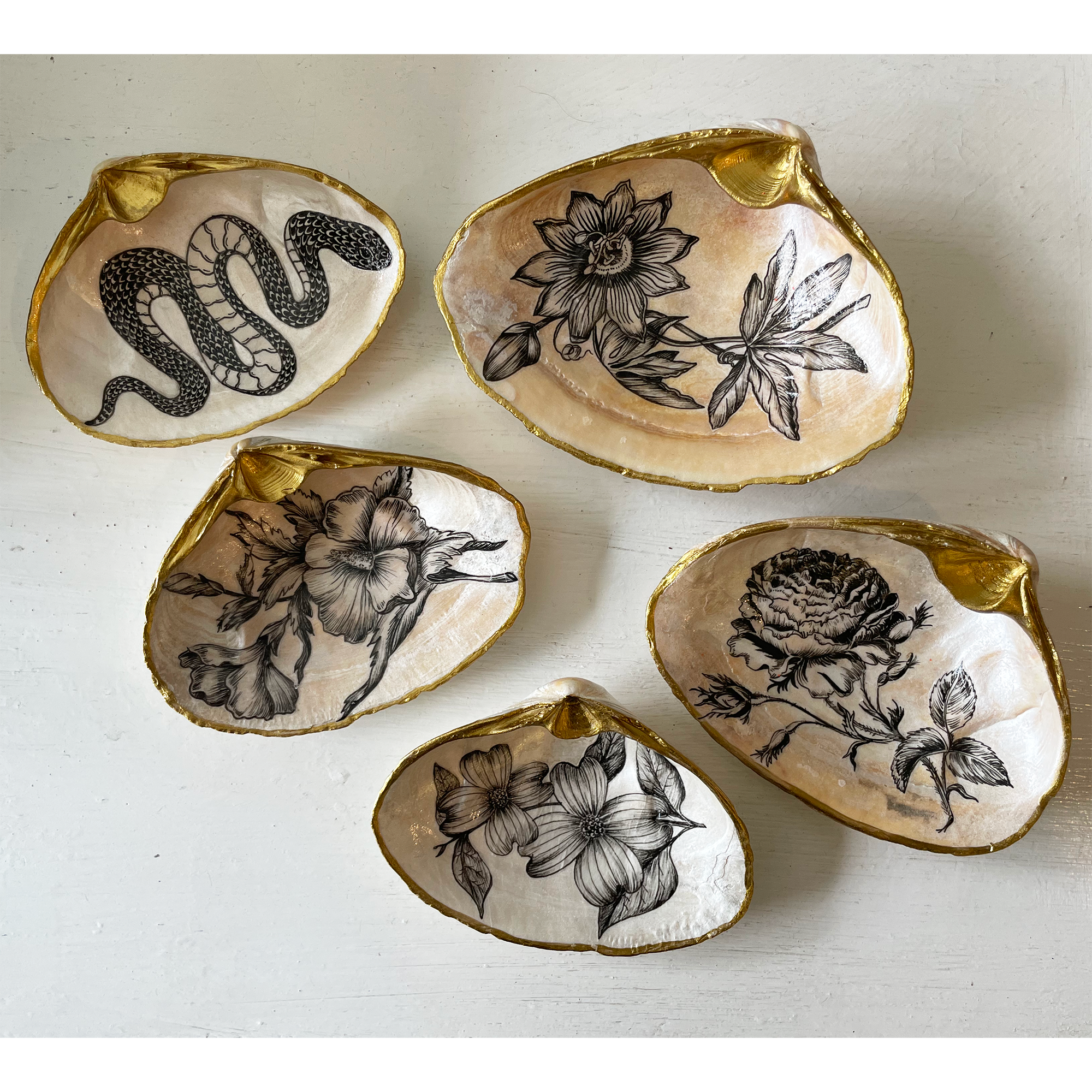 handpainted shell jewelry dish