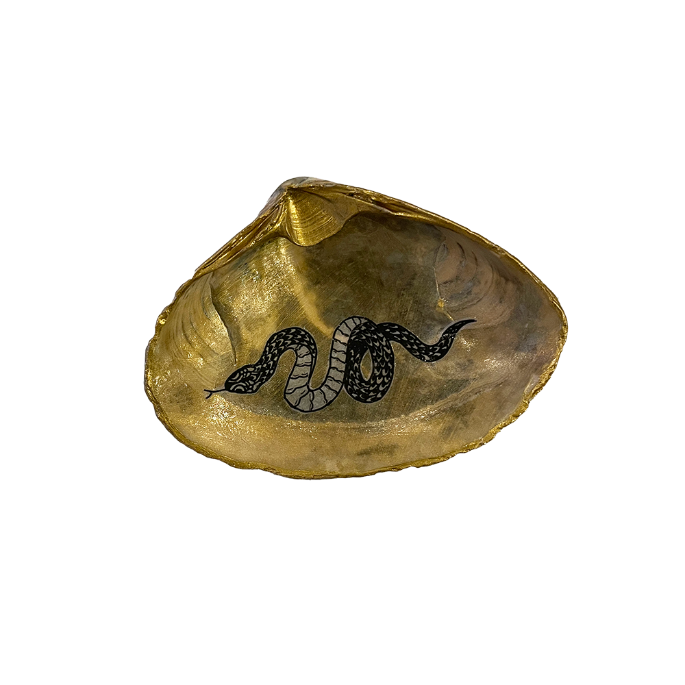 snake handpainted shell jewelry dish
