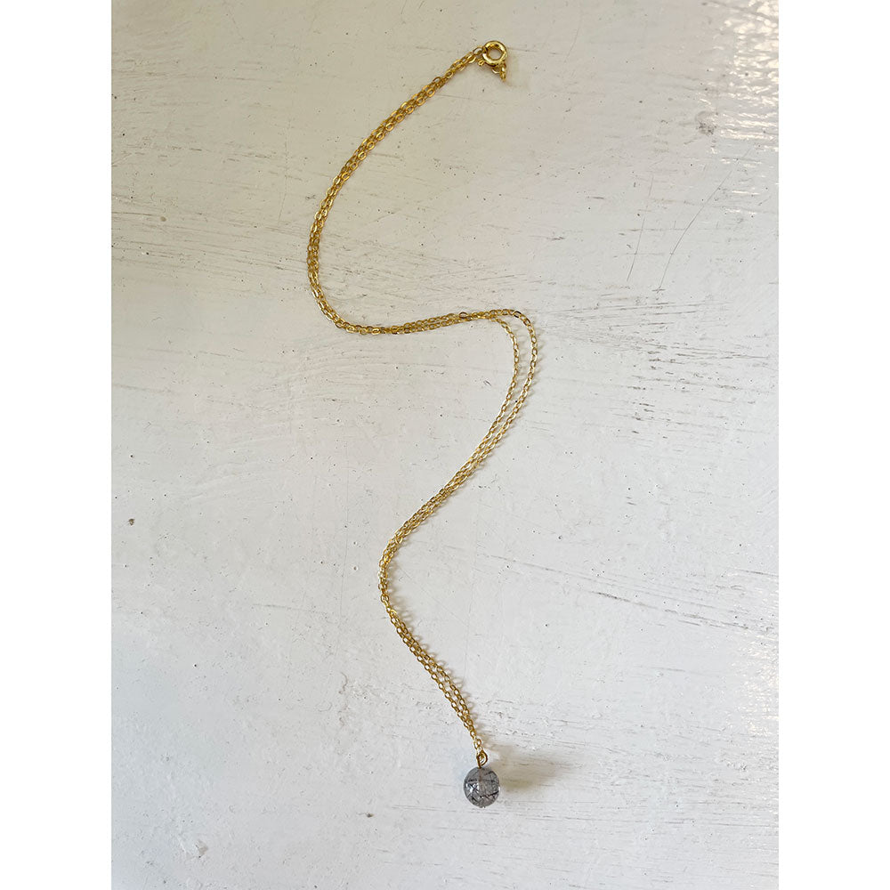 Tourmalinated Quartz Solitaire Necklace