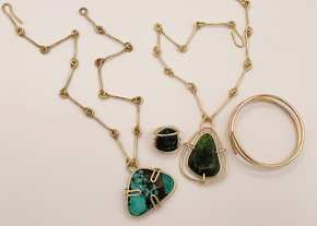 brass and turquoise statement jewelry made in USA