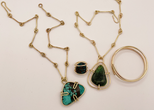 brass and turquoise statement jewelry made in USA