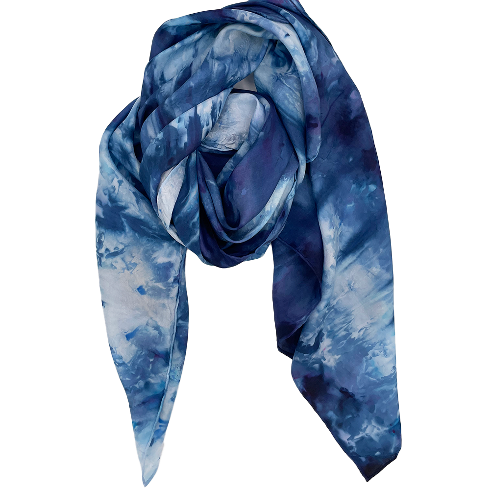 Ice Dyed Silk Scarf - Blue-Violet
