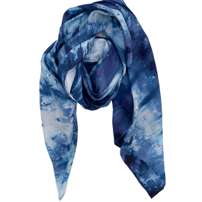 Ice Dyed Silk Scarf - Blue-Violet