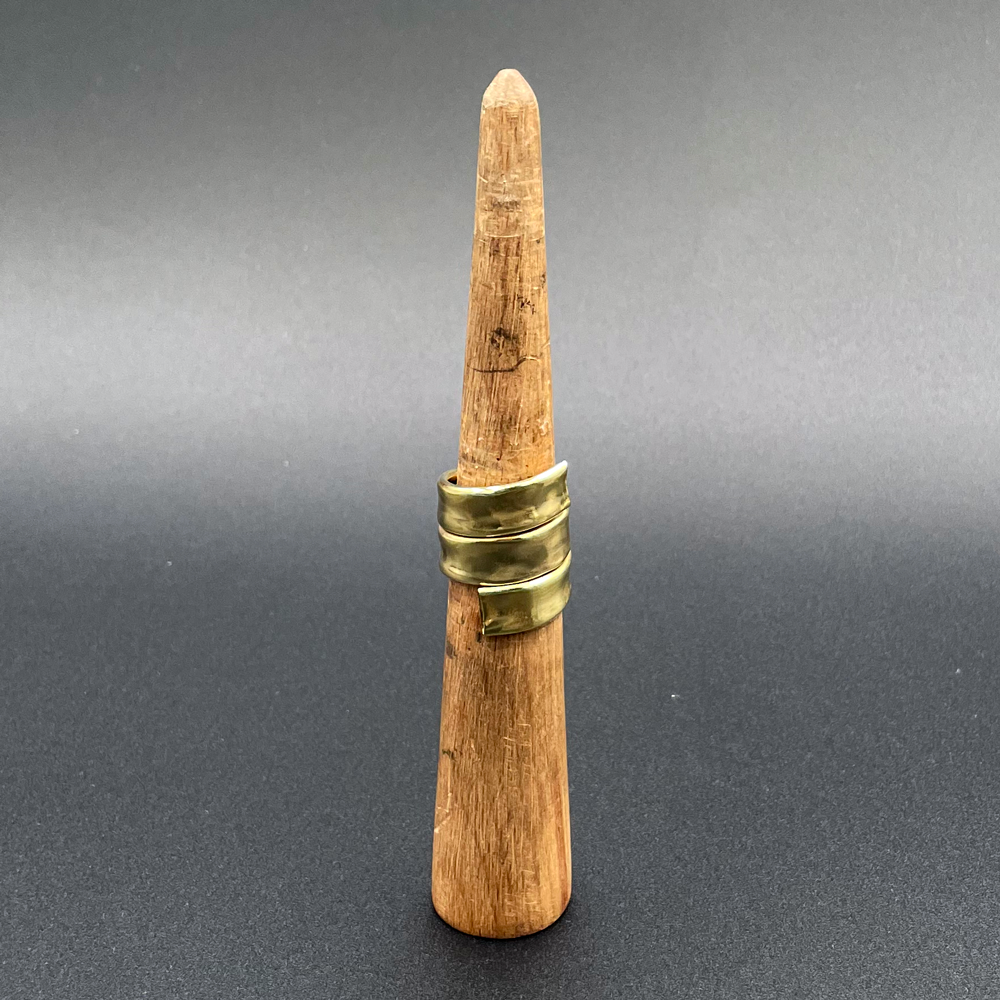 Hollow brass wrap ring made in brooklyn