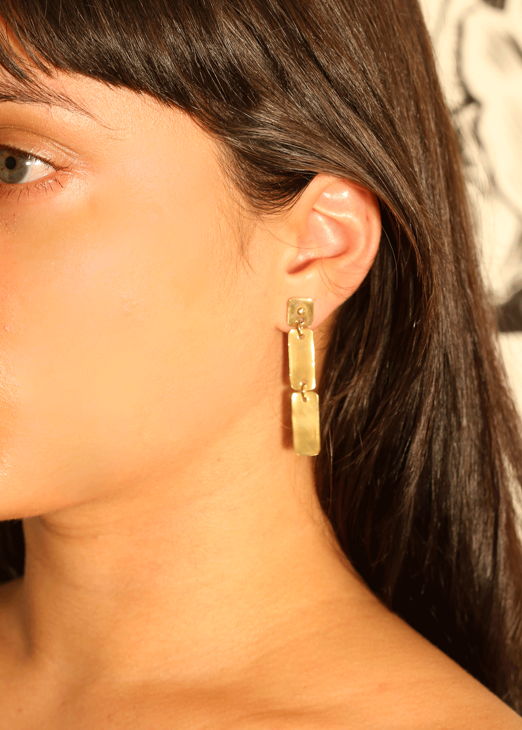 XL Dangle Brass Rivet Earrings