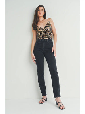 black slim straight leg jeans