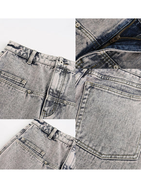 Acid Wash Denim Mini Skirt