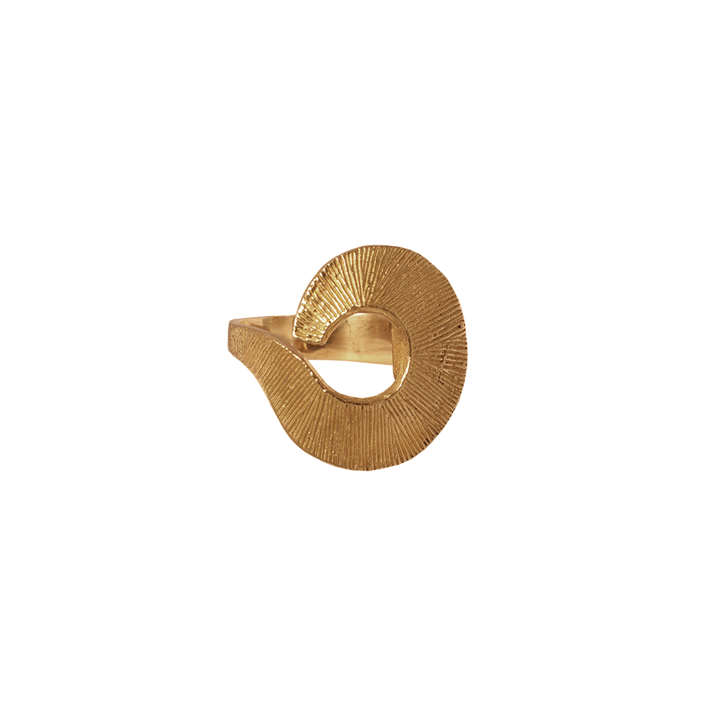 Open Etched Curl Brass Ring
