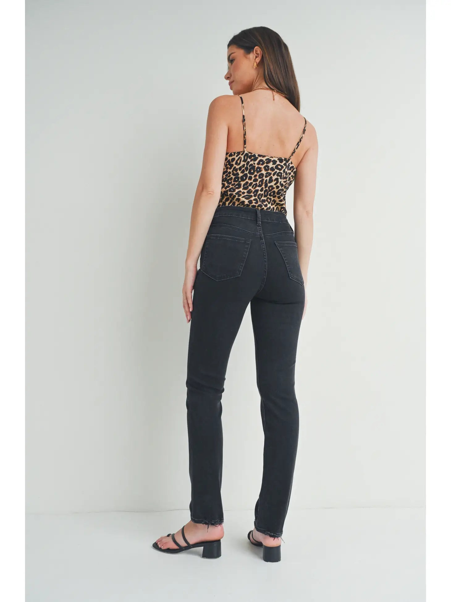 black slim straight leg jeans