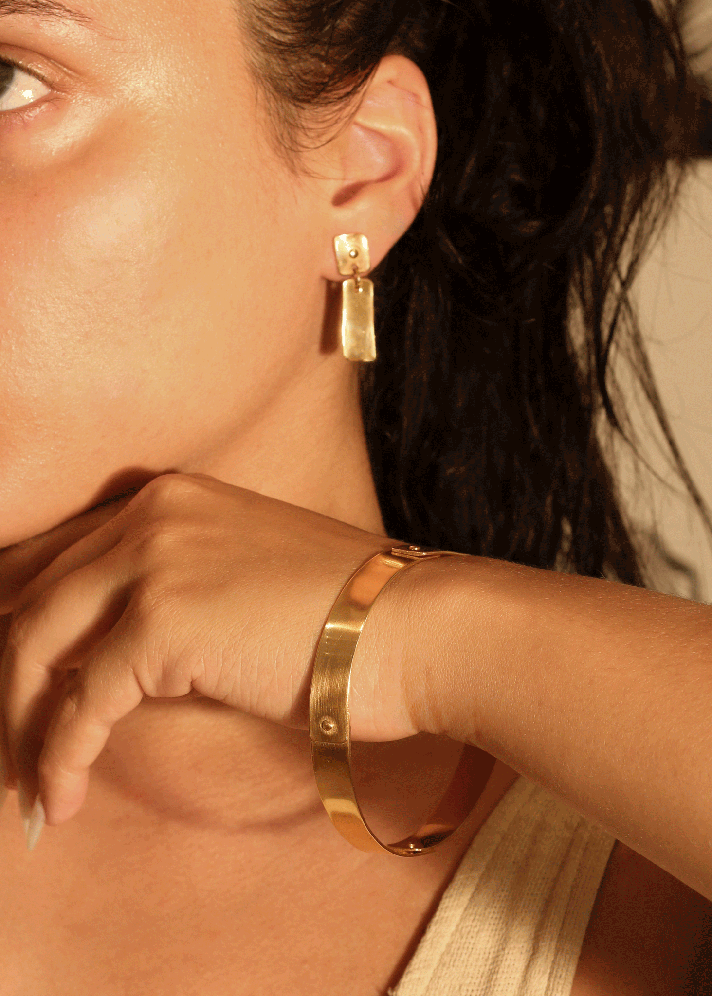 Brass Rivet Thin Cuff