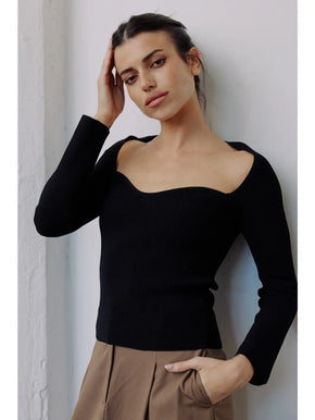 black midweight knit sweater top