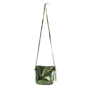 leather crossbody bag in metallic olive