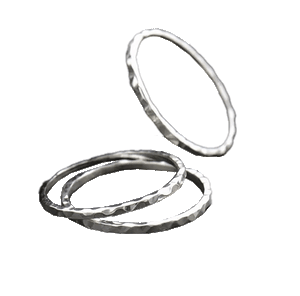 Silver Hammer Finish Stacking Rings