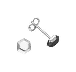 Silver Hexagon Studs