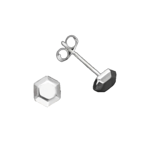 Silver Hexagon Studs