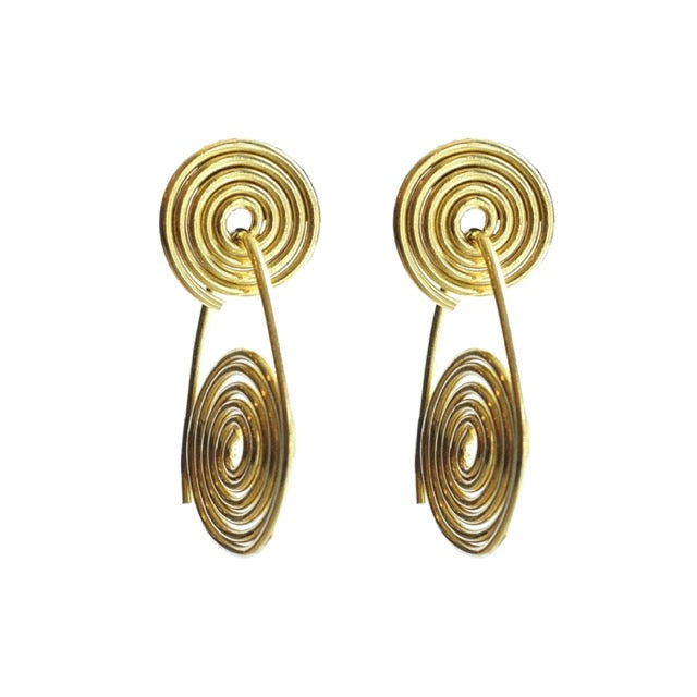 brass swirl dangle earrings