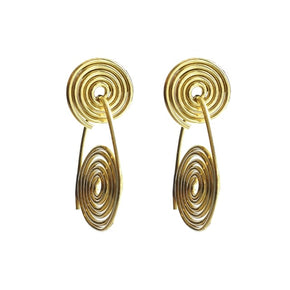 brass swirl dangle earrings