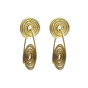 brass swirl dangle earrings