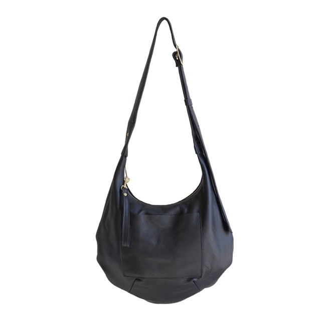 black jean leather hobo