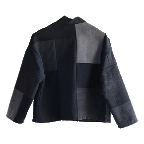 Black Denim Patchwork Jacket - w/ Clasps