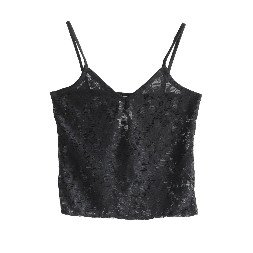 black deadstock lace fabric tank