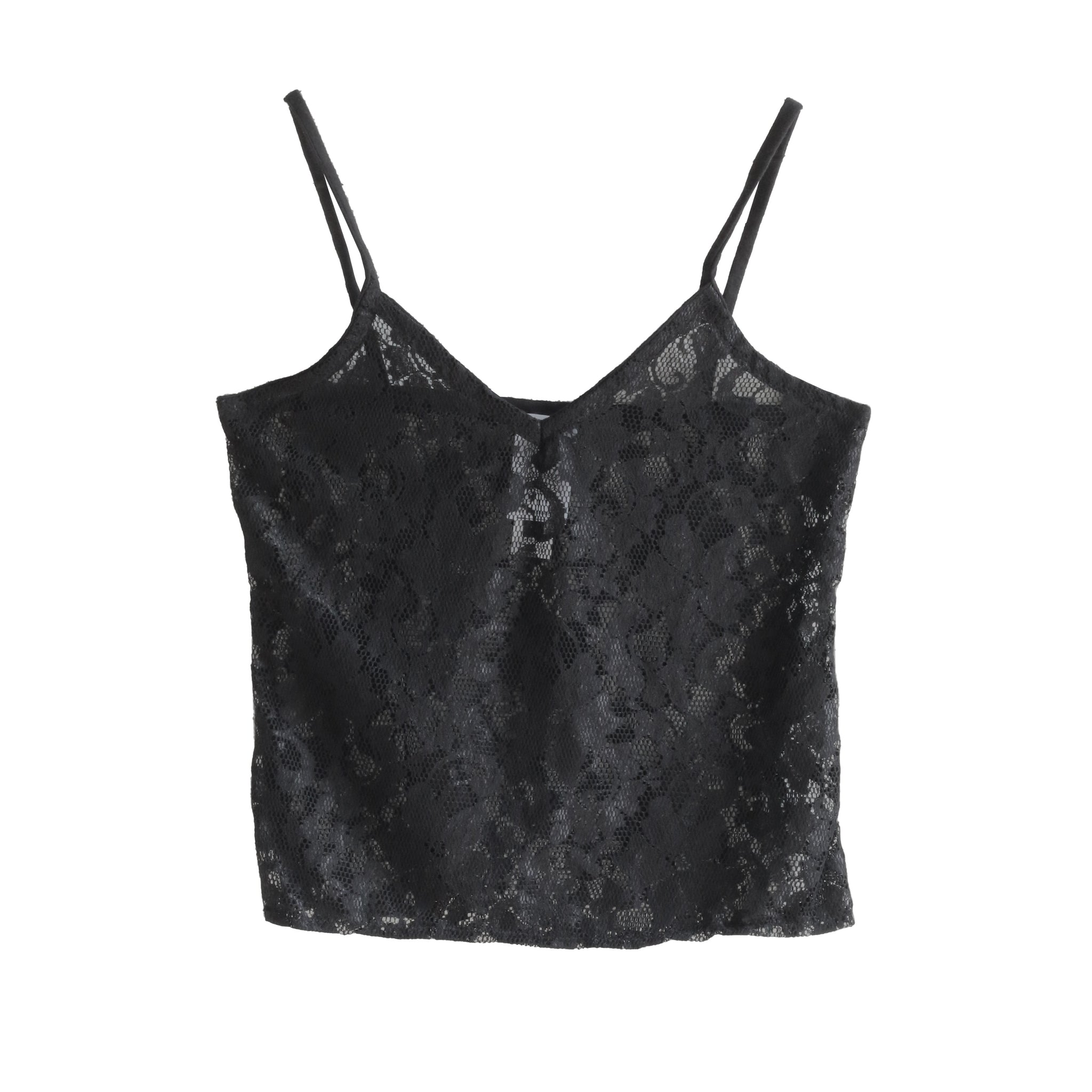 black deadstock lace fabric tank
