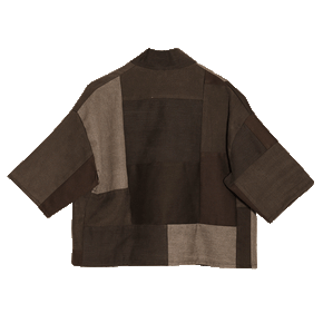 Black Denim Patchwork Kimono Jacket - with Ties