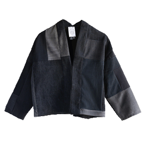 Black Denim Patchwork Jacket - w/ Clasps