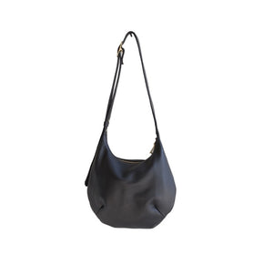 black petite leather hobo