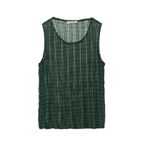 Pleated Plaid Chiffon Tank Top