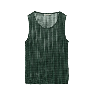 Pleated Plaid Chiffon Tank Top