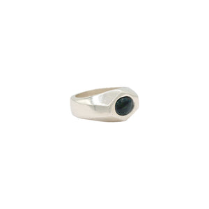 sterling silver hexagon cut blue opal saturn ring