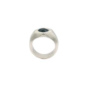 sterling silver hexagon cut blue opal saturn ring