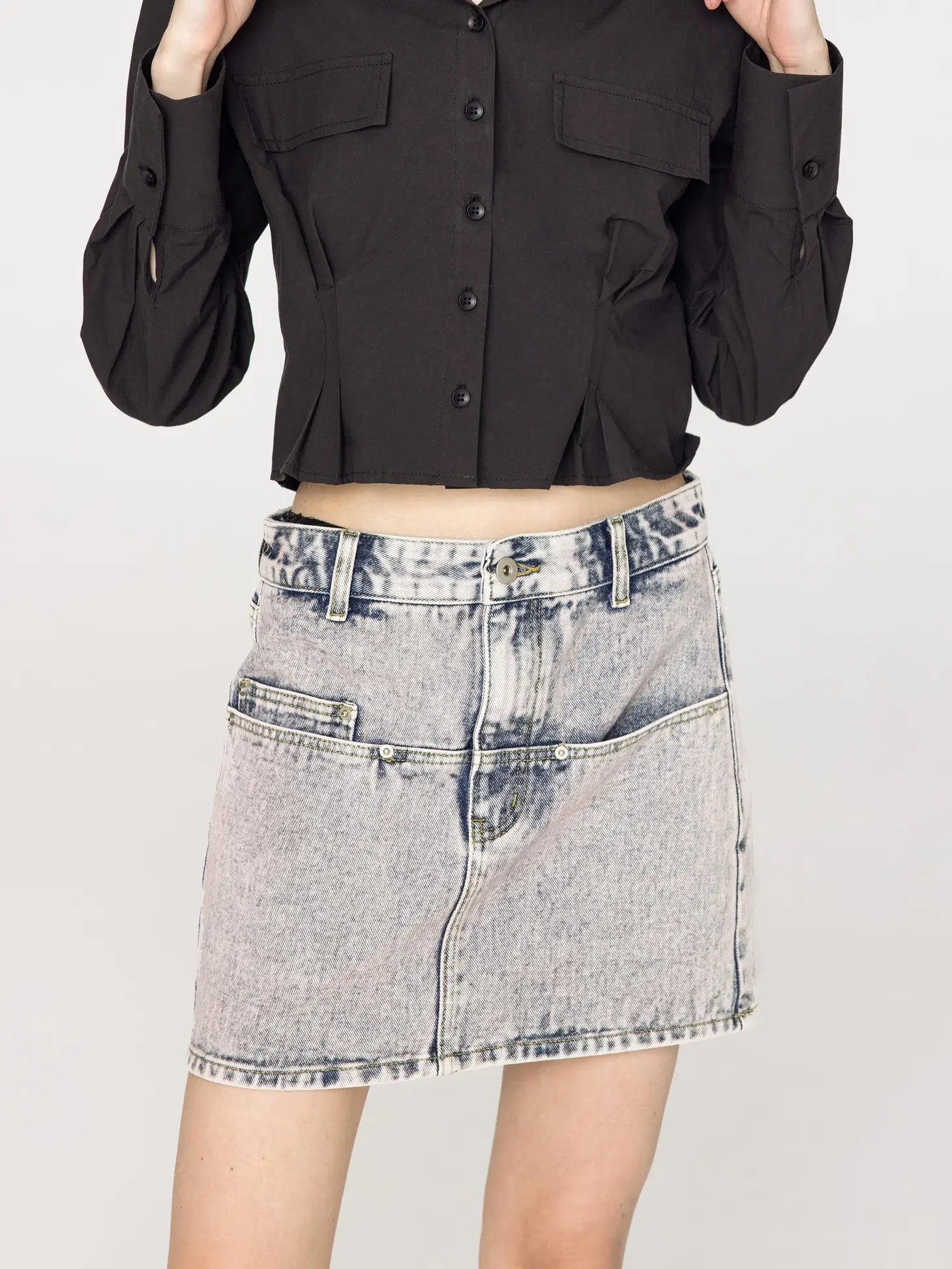 Acid Wash Denim Mini Skirt