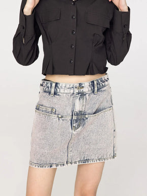 Acid Wash Denim Mini Skirt