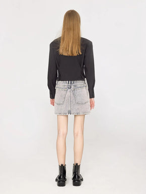 Acid Wash Denim Mini Skirt