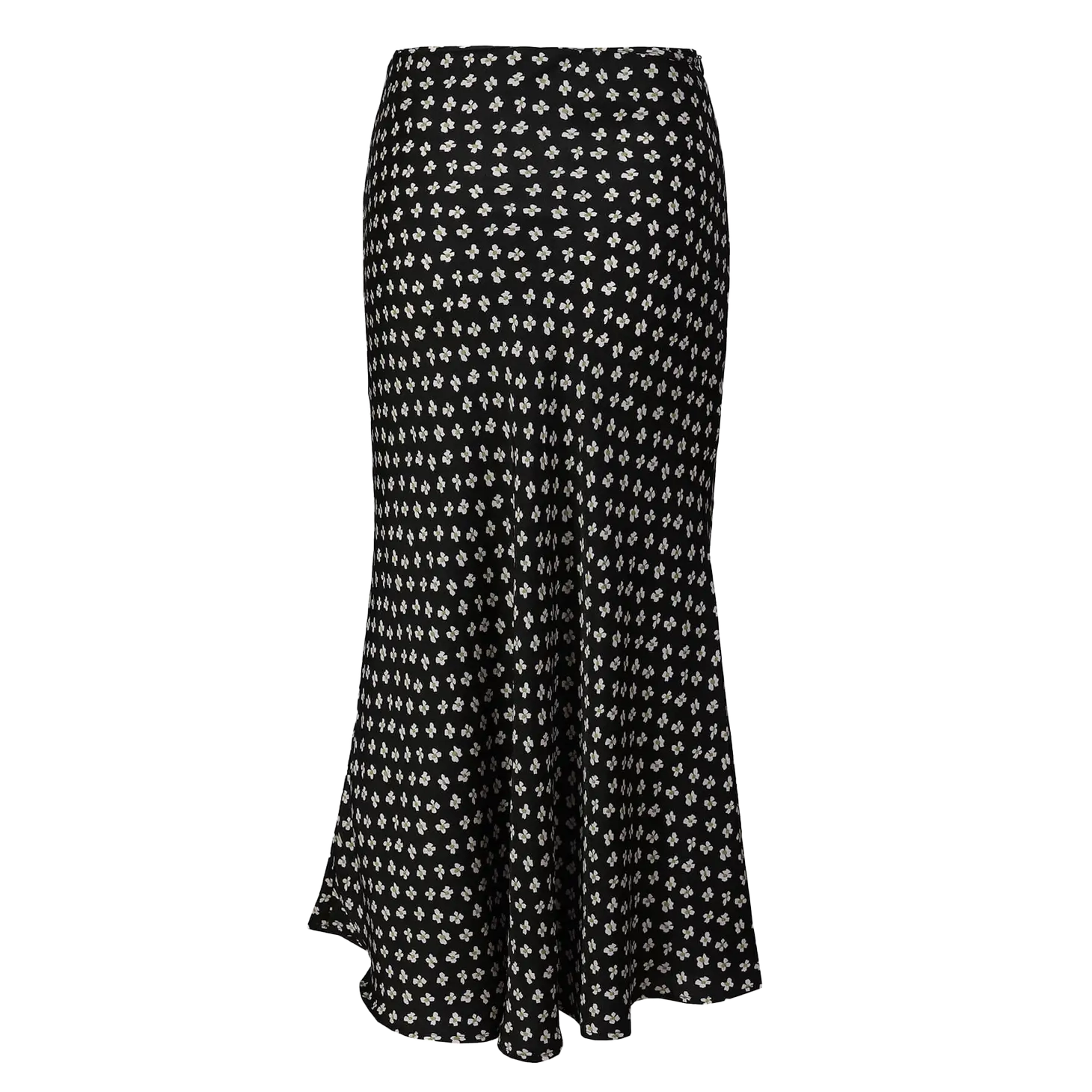 Black Printed Flowy Midi Skirt