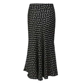 Black Printed Flowy Midi Skirt