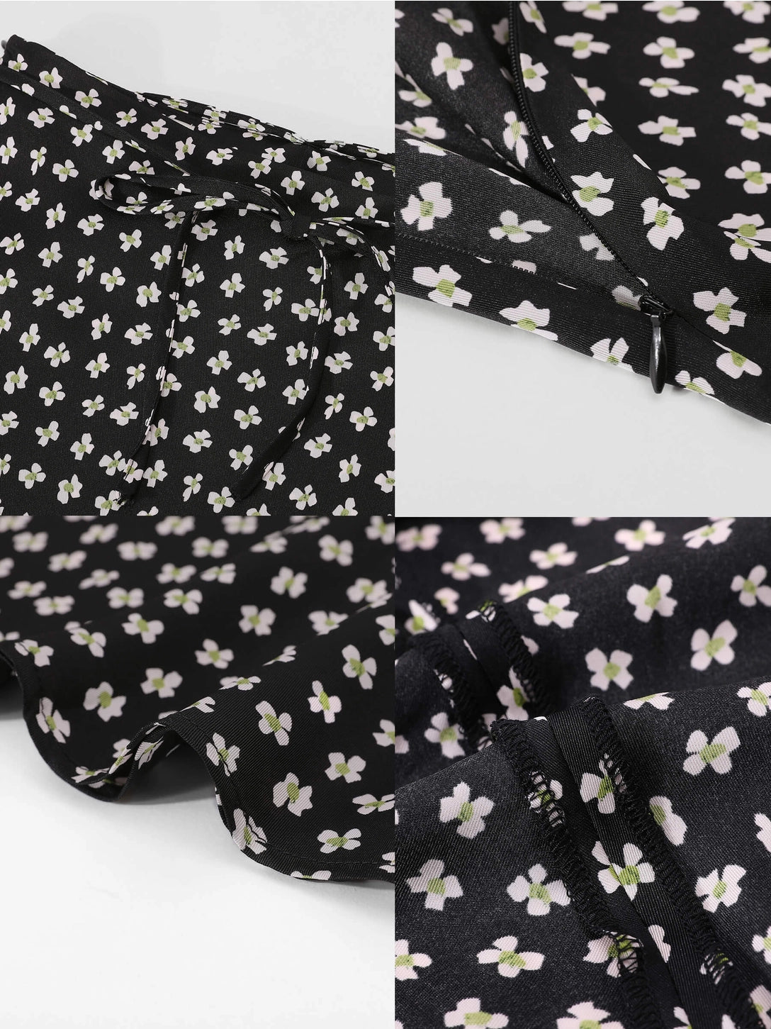 Black Printed Flowy Midi Skirt